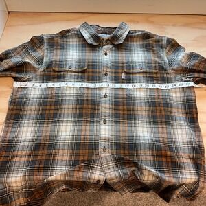 Carhartt Mens Plaid Flannel Shirt 2XL Regular 100%Cotton Work Shirt Button Front